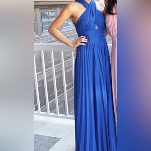 Laura Royal Blue Cross Front Pleated gown